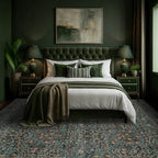 Vintage Washable Dark Green 10x14 Rug - Image 3