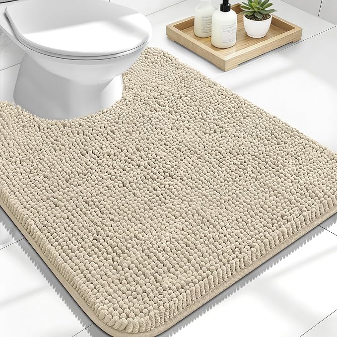 OLANLY Toilet Rugs U-Shaped 24x20, Extra Soft Absorbent Chenille Contour by OLANLY