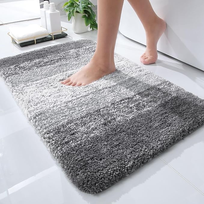 OLANLY Small Bathroom Rugs Mat 24x16, Extra Soft Absorbent Microfiber Bath Rugs by OLANLY
