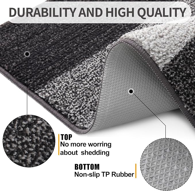 Kitinjoy Indoor Outdoor Door Mat, 59x32 Non-Slip Absorbent Dirt Trapper - Image 3
