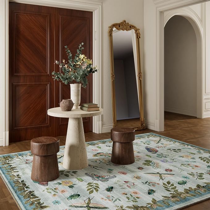 Machine Washable Rug for Living Room: 5x7 Area Rugs Vintage Rug Stain Resistant - Image 8