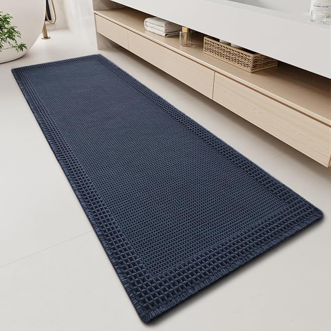 RESARE Waffle Bathroom Runner Rugs, Super Absorbent Bath Mat Non Slip Washable by Resare