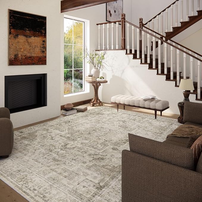 Washable Area Rugs for Living Room: 5x7 Bedroom Area Rugs Boho Vintage Rugs - Image 3