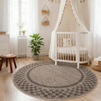 6ft Washable Round Rug for Entryway Modern Checkered Bedroom Circle Rug Non - Image 8