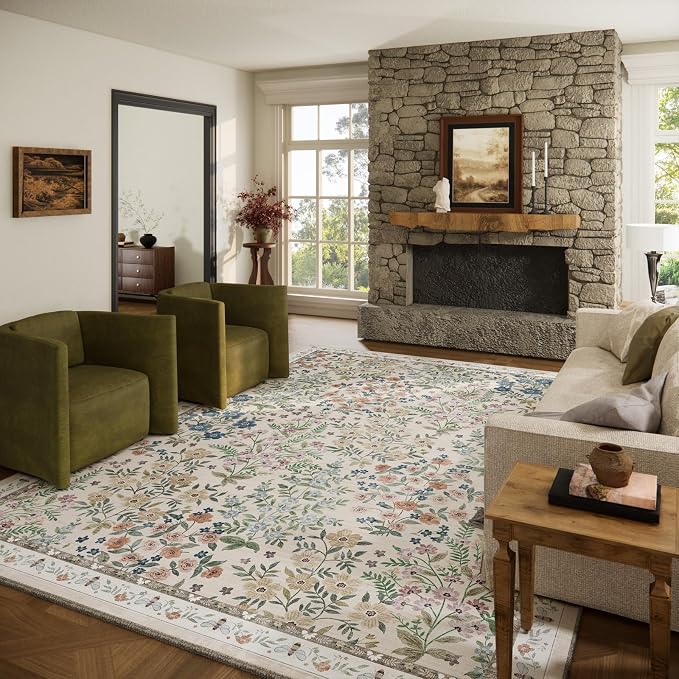 Washable Area Rug for Living Room: 9x12 Area Rugs for Bedroom Vintage Stain by palohom