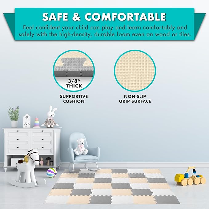 ProSource Baby Play Mat, Soft Foam Floor Tiles - Image 4