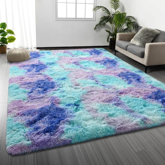 Deerhoo Shag Area Rug, 4 X 6 Tie-Dyed Plush Fuzzy Rugs by Deerhoo