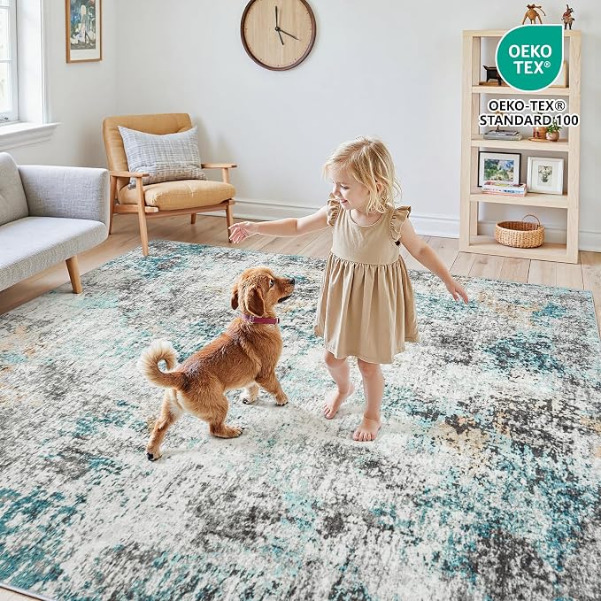 Area Rugs 8x10 Living Room: Large Soft Washable Rug Modern Abstract Anti-Skid - Image 4