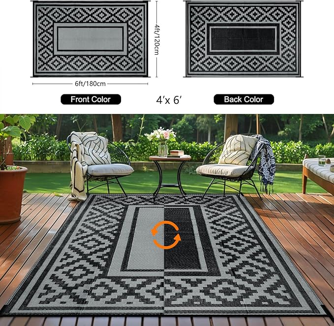 Outdoor Patio Plastic Straw Rug - Image 2