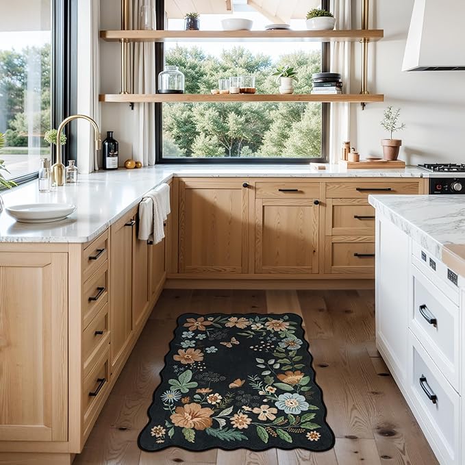 Lahome Floral Entryway Rug, 2X3 Washable Kitchen Rug Ultra-Thin, Non-Slip Soft - Image 2
