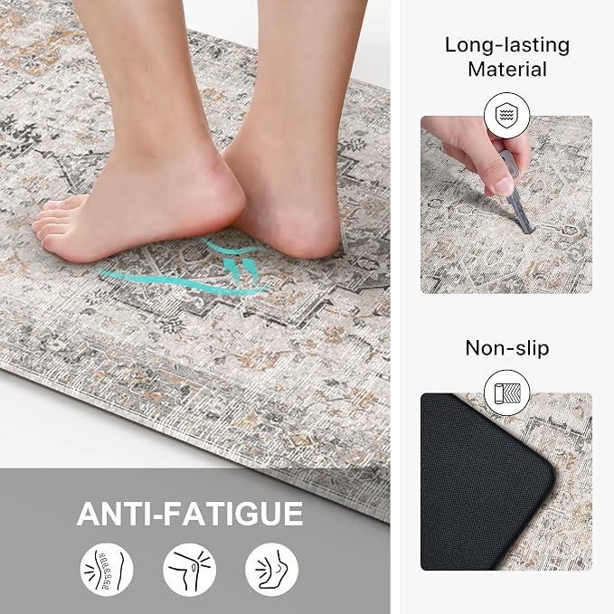 GENIMO Kitchen Mats for Floor 2PCs, Washable Anti Fatigue Mat for Cushioned - Image 3