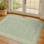 Sage Green 3x5 Area Rug for Entryway, Machine Washable Floral Large Door Mats by Evyhood