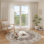 8ft Round Vintage Living Room Area Rug - Image 8