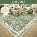 Yamaziot Washable Area Rug 9x12 – Large Non-Slip Boho Floral Living Room Rug - Image 2