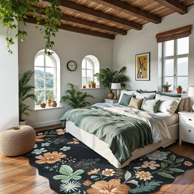 Lahome Floral Washable 6x9 Area Rugs, Soft Bedroom Rug - Image 3