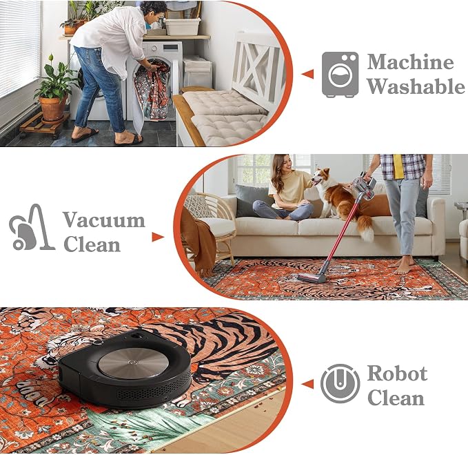 Moynesa Tiger 5x7 Area Rug, Boho Washable Living Room Rug, Non Slip Rugs - Image 5