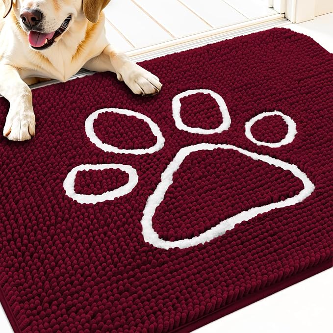OLANLY Dog Door Mat for Muddy Paws 32x20, Paw Print Design, Absorbs Moisture by OLANLY