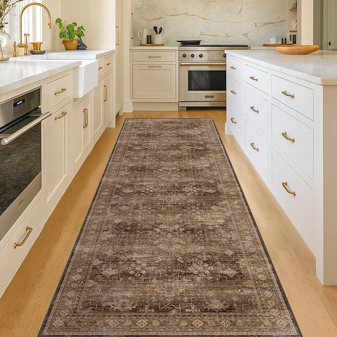 Brown Washable Long Runners for Hallways, 2x10 Wide Kitchen Runner Rug - Image 3