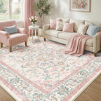 CAPALOCA Machine Washable Rugs Nursery Rug Sq8ft Cute Girl Non Slip Low Pile - Image 2