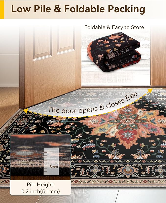 RELEANY Area Rugs Runner 2'6"x12' Washable Non-Slip, Floral Vintage Distress - Image 6