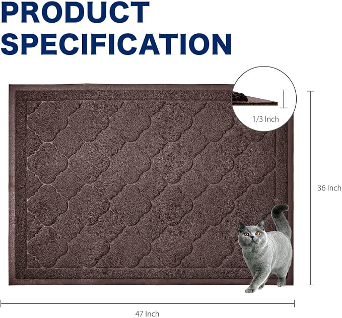 WePet Cat Litter Box Mat, Kitty Premium PVC Pad, Durable Trapping Rug, - Image 3