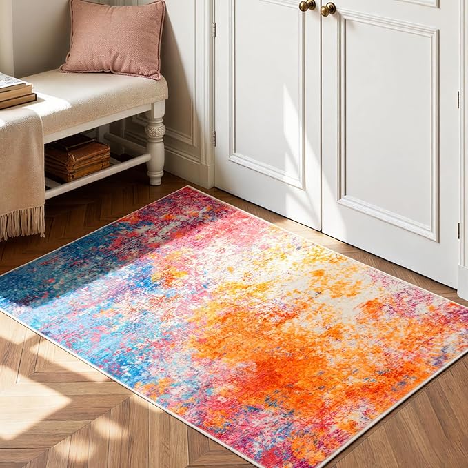 Rugflix 3x5 Entrance Rugs, Entry Rug Washable Non-Slip Stain-Resistant Low Pile by RugflixAreaRugs