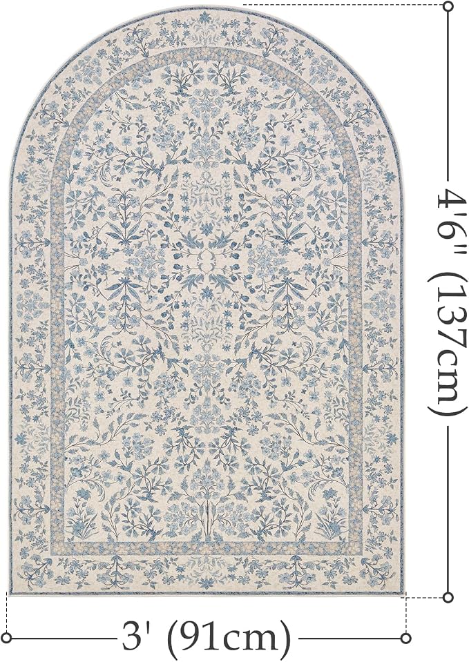 jinchan Zenith Blue Floral Area Rug - Image 2