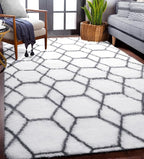 ONASAR Area Rugs for Bedroom Living Room, Fluffy 4x6 White and Grey Throw Rug - Image 5