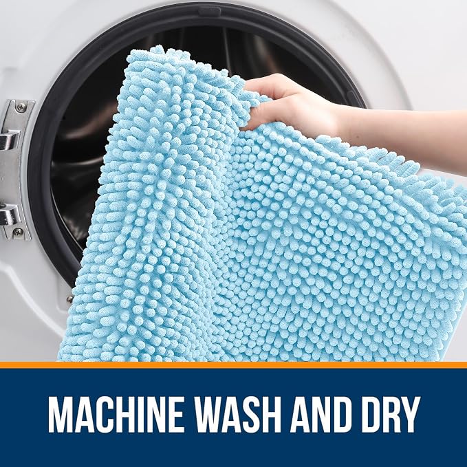 OLANLY Bathroom Runner Rugs 70x24, Soft Absorbent Chenille Bath Rugs, Rubber - Image 5