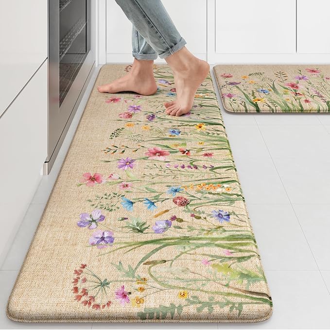 KIMODE Anti Fatigue Kitchen Mat, Farmhouse Kitchen Floor Mats Non-Slip Cushioned by StayinComfortCookwithJoy