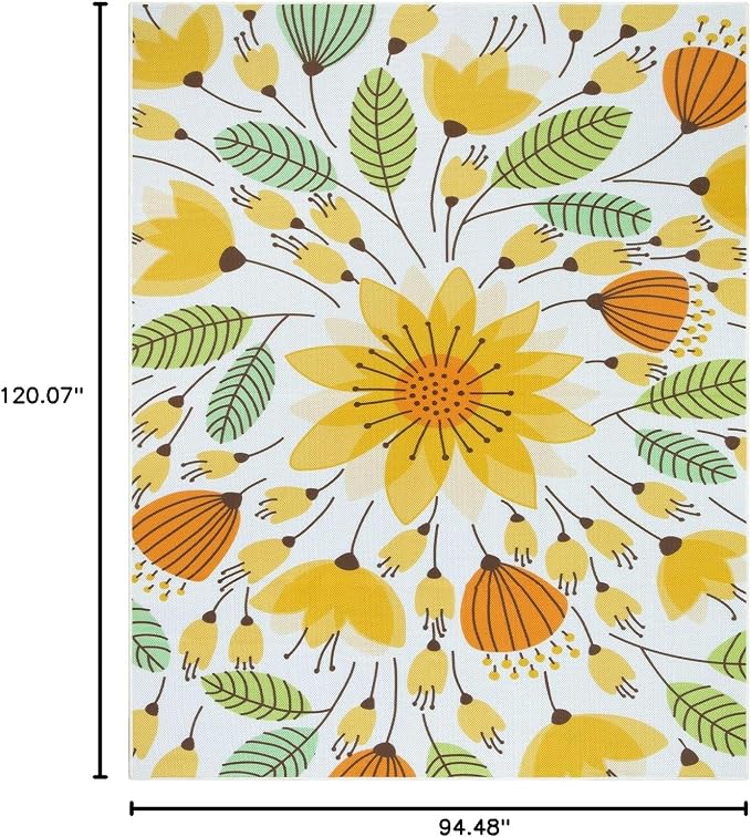 Lahome Floral Indoor Outdoor Rug 8x10, Non Slip Outdoor Patio Rug - Image 2