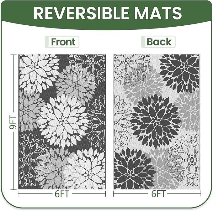 LuxStep Outdoor Rug Waterproof Outdoor Plastic Straw Rug Reversible Patio Rug - Image 2