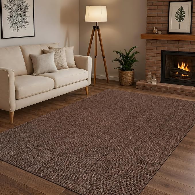 CAMILSON Easy Jute Rug 8x10, Indoor Outdoor Brown Color Fiber Area Rugs - Image 8