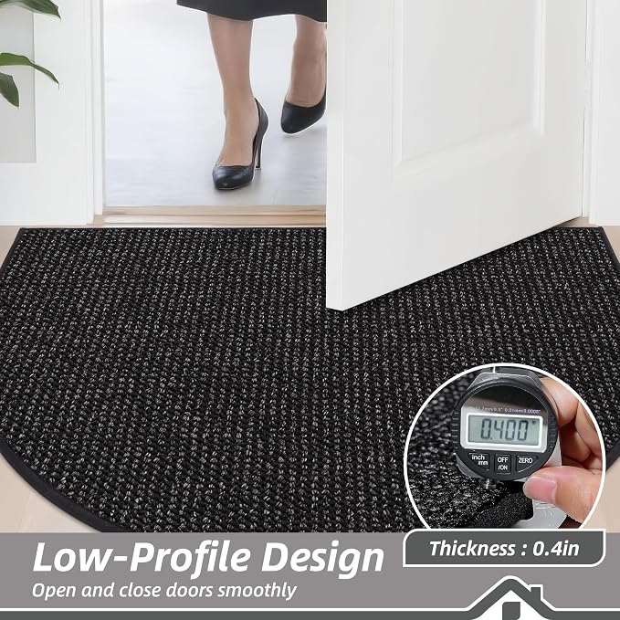 BEQHAUSE Dirt Trapper Door Mat 24" x 36" Half Circle Non-Slip Washable Doormats - Image 5