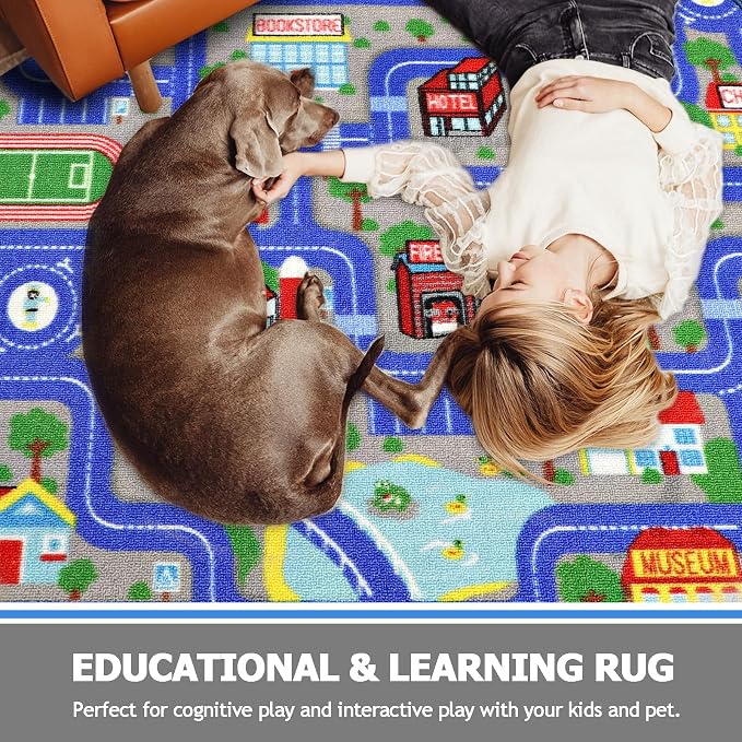 Capslpad Blue Car Road Kid Rug Carpet Playmat - Image 5