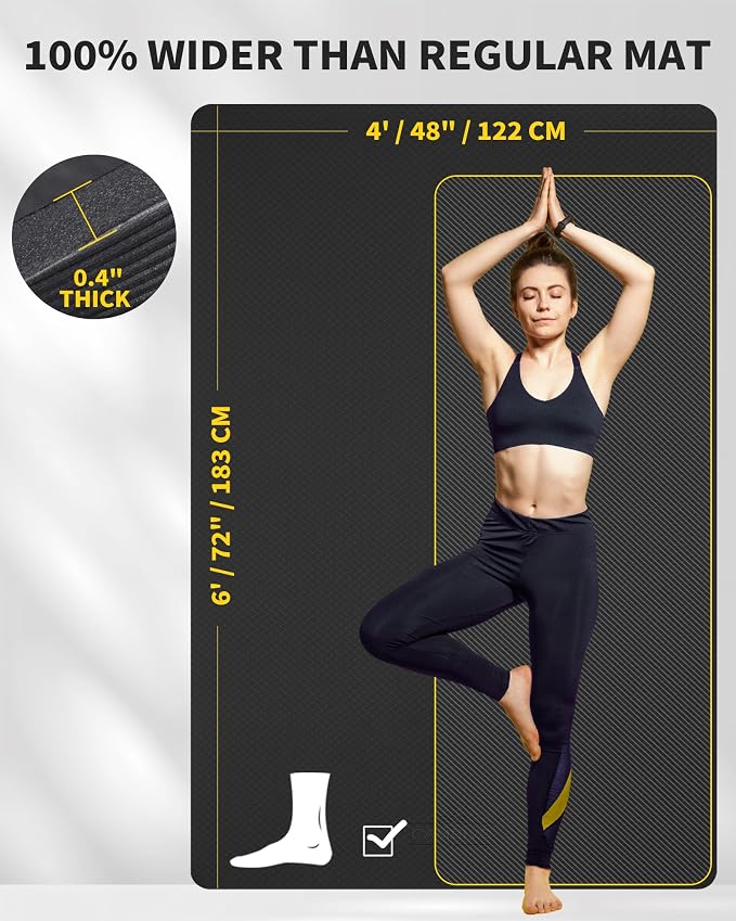CAMBIVO Yoga Mat 72" x 48" Large Workout Mat - Image 2