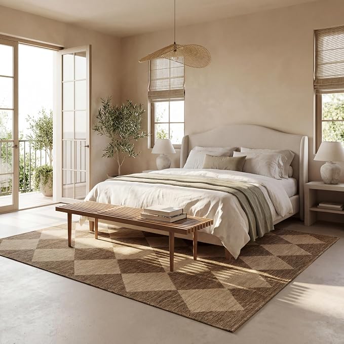 nuLOOM Outdoor Performance Collection Sabina Trellis Brown/Ivory, Soft and Cozy - Image 4