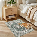 2x3 Area Rugs Living Room Rug: Washable Vintage Boho Medallion Rug No Slip - Image 3