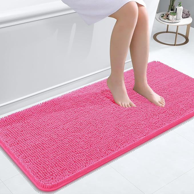OLANLY Bathroom Runner Rugs 47x20, Soft Absorbent Chenille Bath Rugs, Rubber by OLANLY
