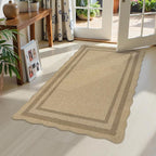 LIVEBOX Scalloped Easy Jute 3x5 Outdoor Rug, Washable Non-Slip Geometric Tan by LIVEBOX