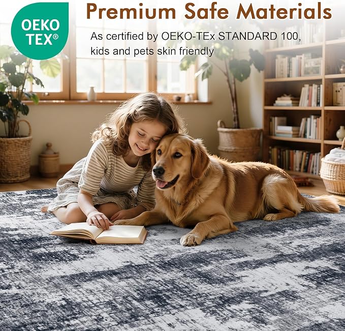 6x9 Ft Area Rugs for Living Room, Soft Non-Slip Washable Rugs Modern Abstract - Image 4