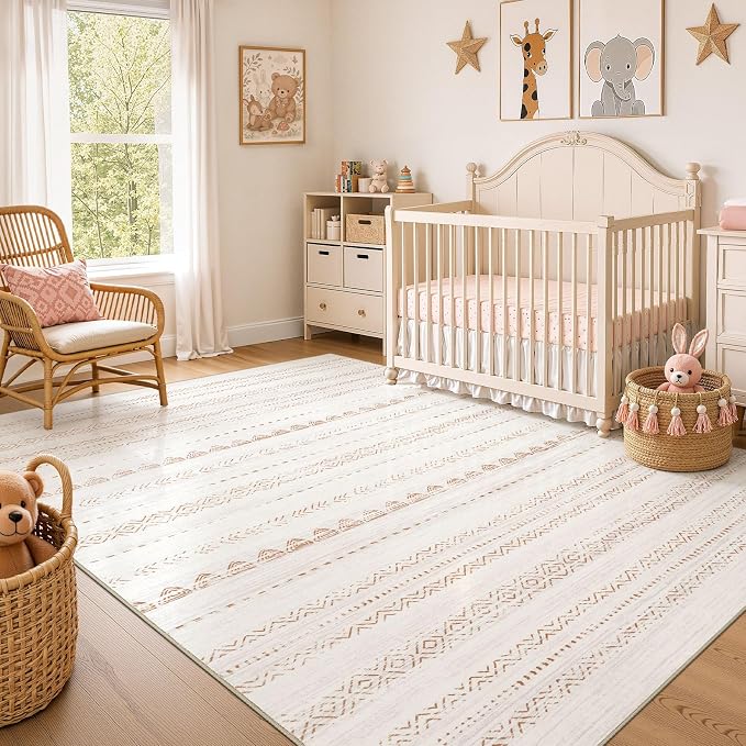 Nakagishi 8x12 Area Rugs Living Room: Washable Boho Large Neutral Soft - Image 7