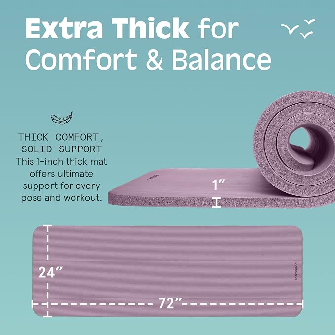 Retrospec Solana Yoga Mat 1" Thick w/Nylon Strap - Image 3