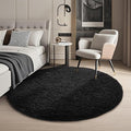 Ophanie Round Rug 4Ft Black Circle Area Rug, Room Decor by Ophanie