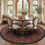 RELEANY Area Rugs Round 7ft Washable Non-Slip, Floral Vintage Distress by RELEANY