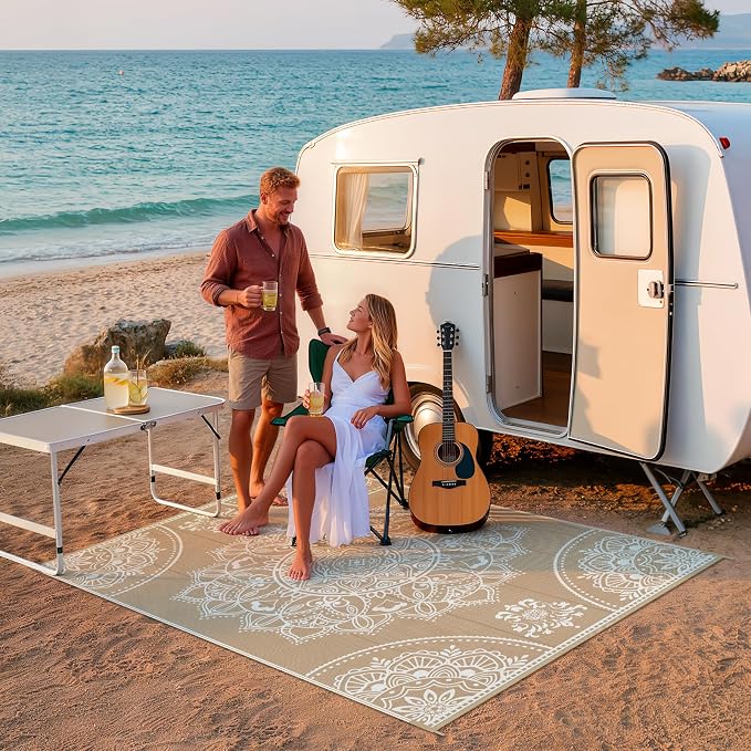 Pauwer Waterproof Outdoor Rug 6x9, Reversible Plastic Straw Patio Camping Rug - Image 8