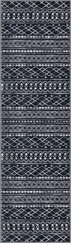 KUTA Boho Runners for Hallways 2x8 Black Moroccan Washable Runner Rug Non-Slip - Image 9