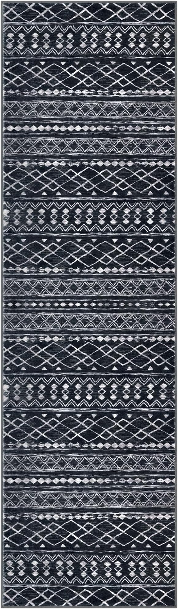 KUTA Boho Runners for Hallways 2x8 Black Moroccan Washable Runner Rug Non-Slip - Image 9
