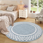 6ft Washable Round Rug for Entryway Modern Checkered Bedroom Circle Rug Non - Image 9