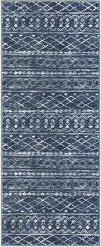 KUTA Moroccan Washable Hallway Runner Rug, 2x6 Non-Slip Vintage Navy Blue Boho - Image 9